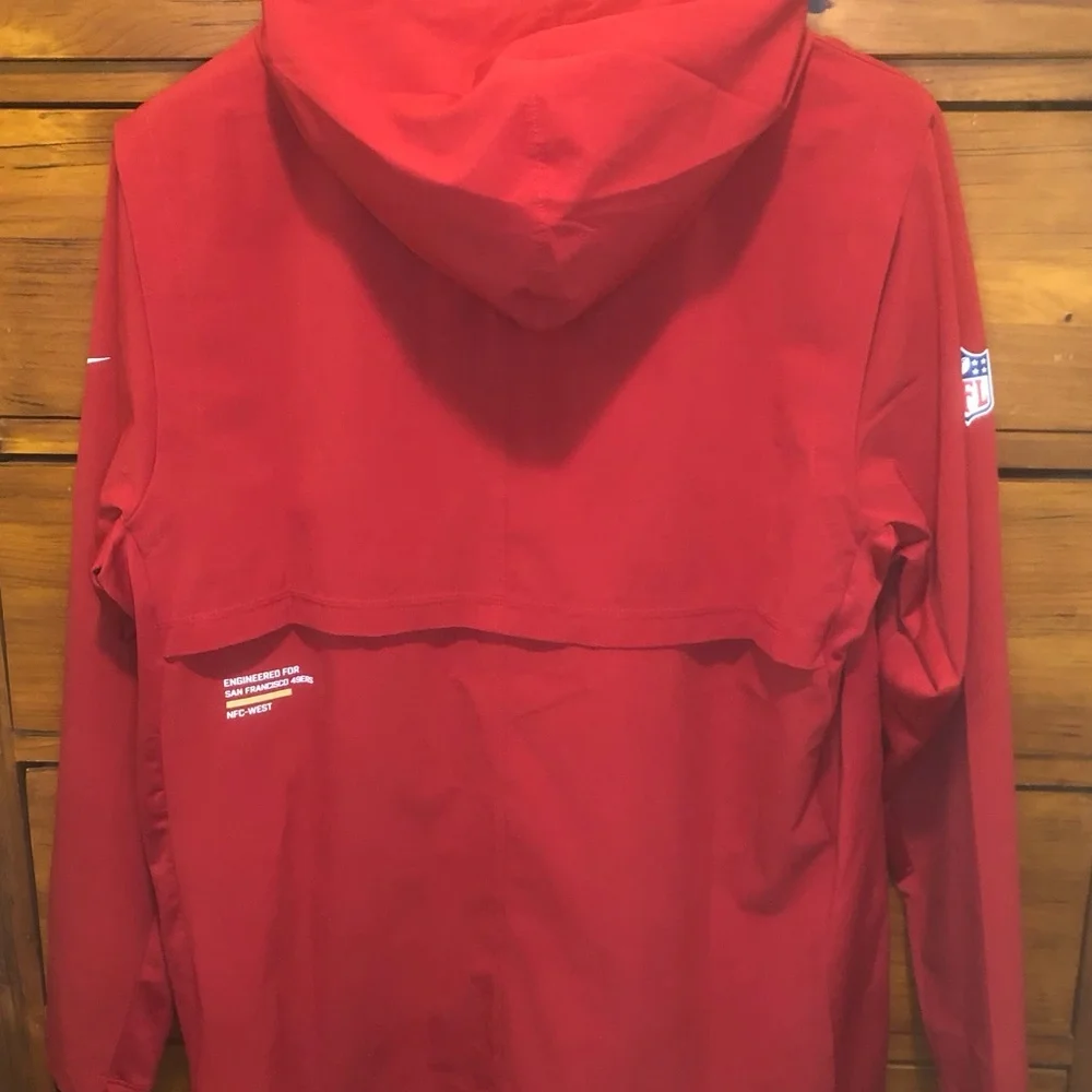 Nike NFL San Francisco 49ers Team Issued PE 1/2 Zip Anorak Jacket Red New
